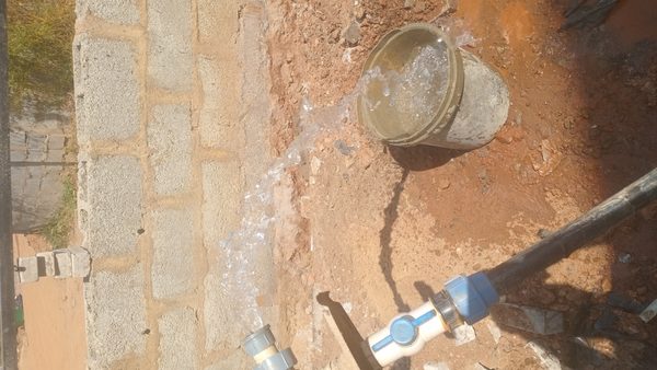 Water flowing from borehole